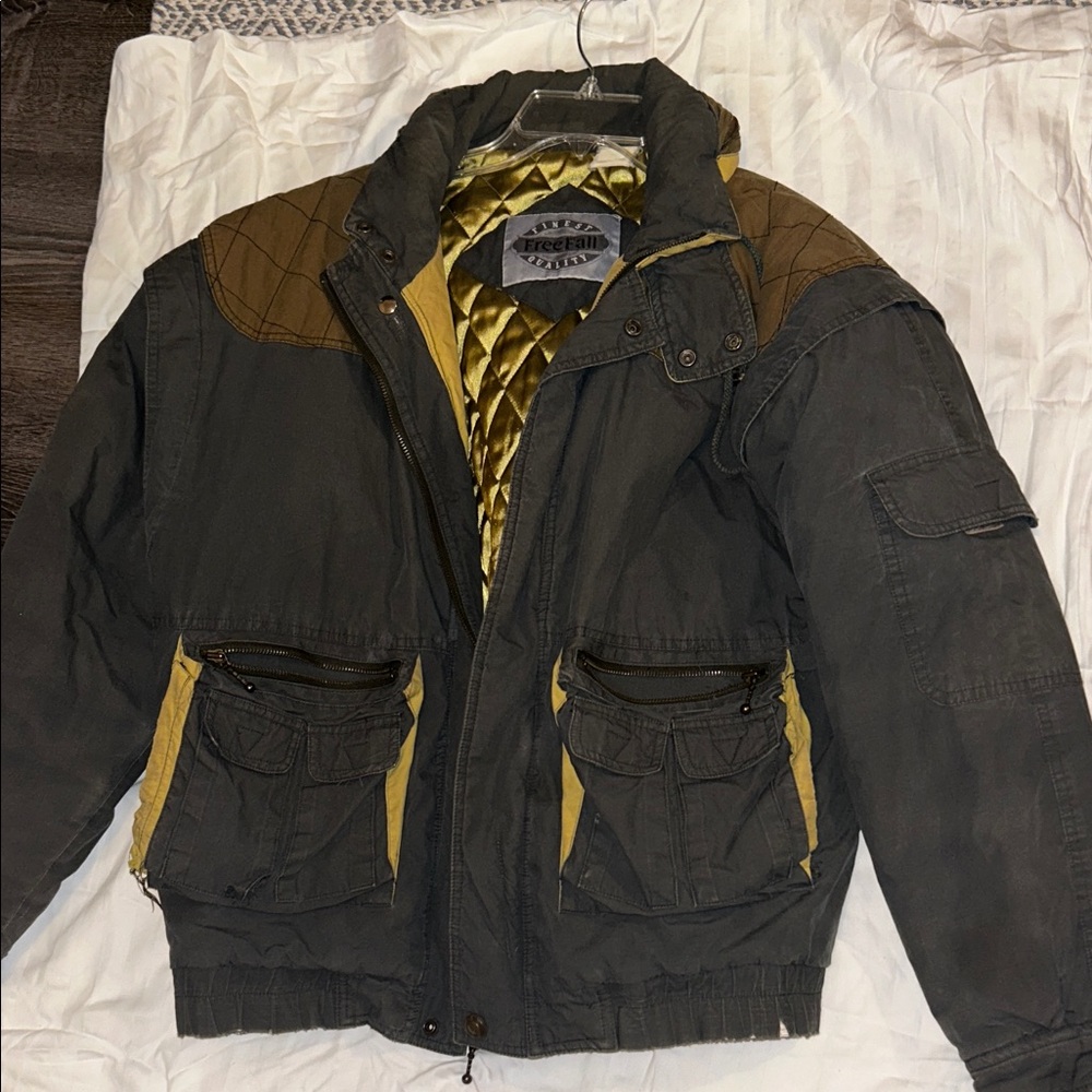Men's Black and Brown Military Jacket